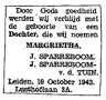 Geboorte - Margrietha Sparreboom--19-10-1943--Bron-CBG
